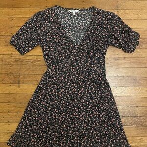 Floral Black and Pink Mini Dress Size S